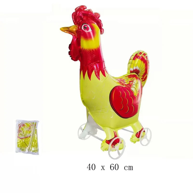 Ballon gonflable animé animal roulettes fête enfant baby shower