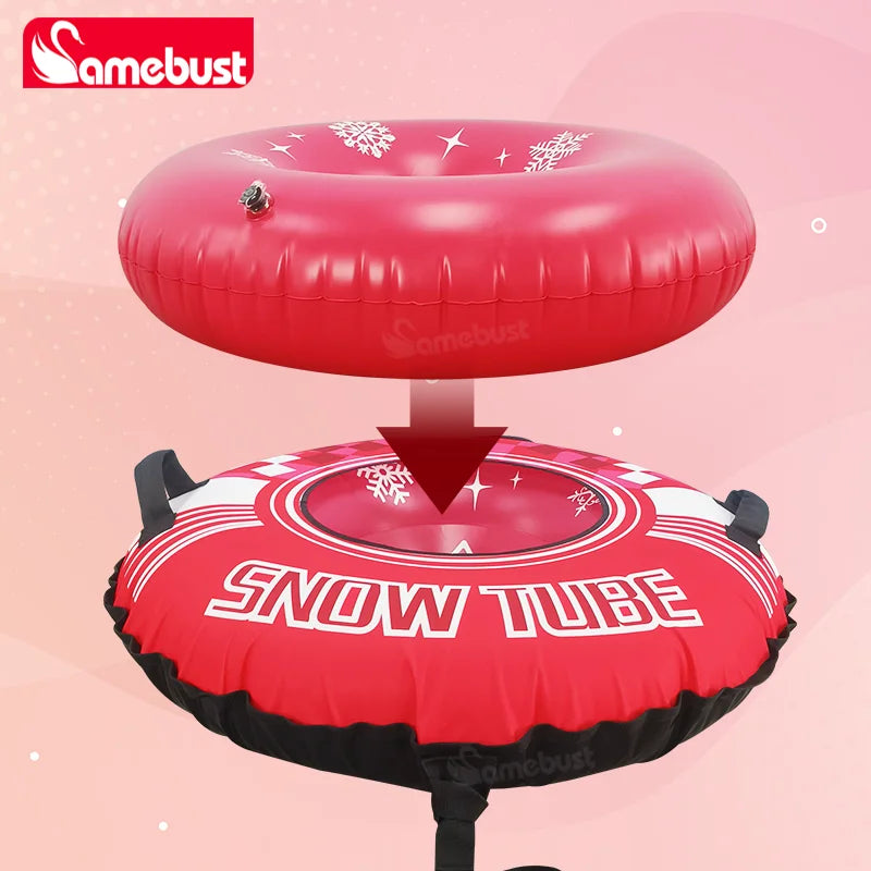 Détail housse Oxford anneau de ski gonflable rose