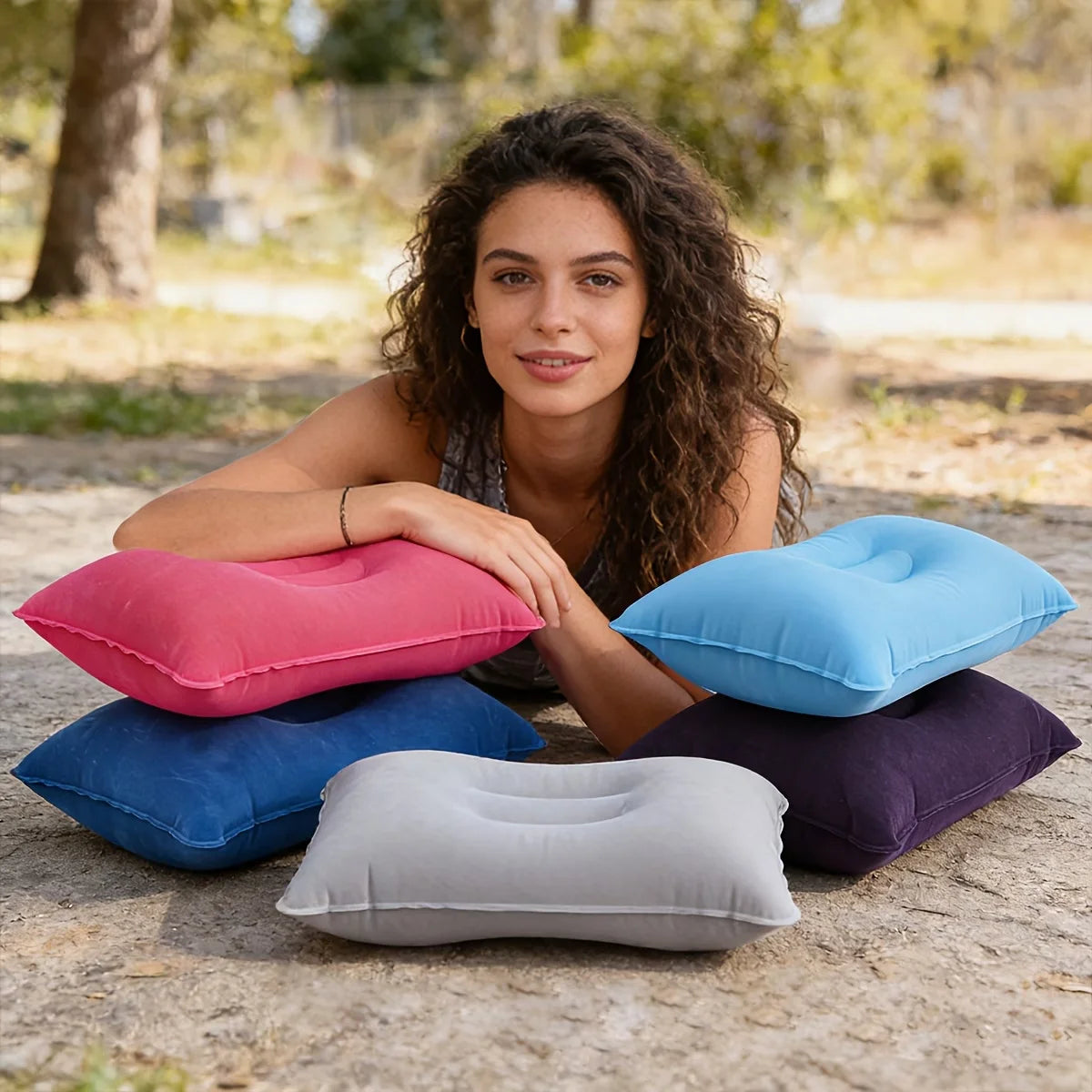Oreiller gonflable de voyage en plusieurs couleurs