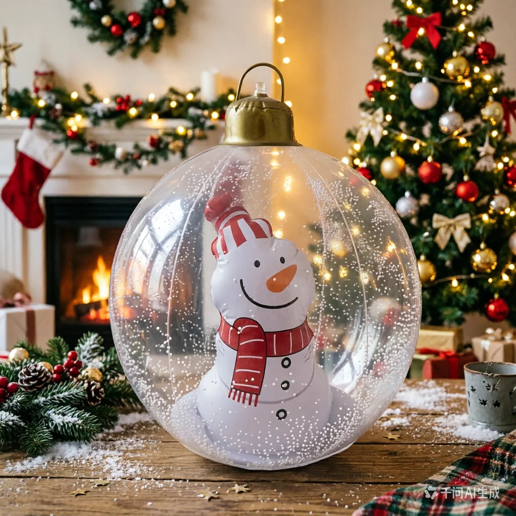 Détail LED intérieures boule de neige gonflable Noël 60 cm