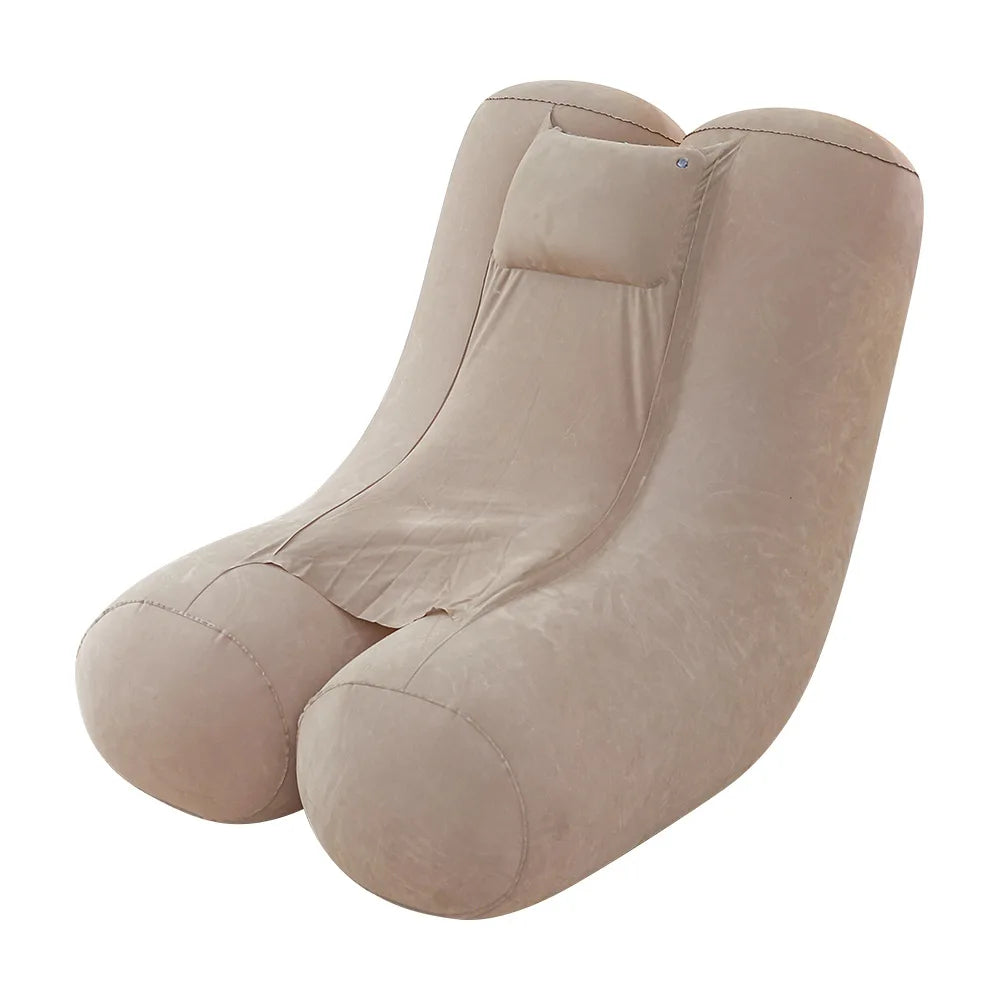 Canapé gonflable kaki prêt pour la détente en plein air