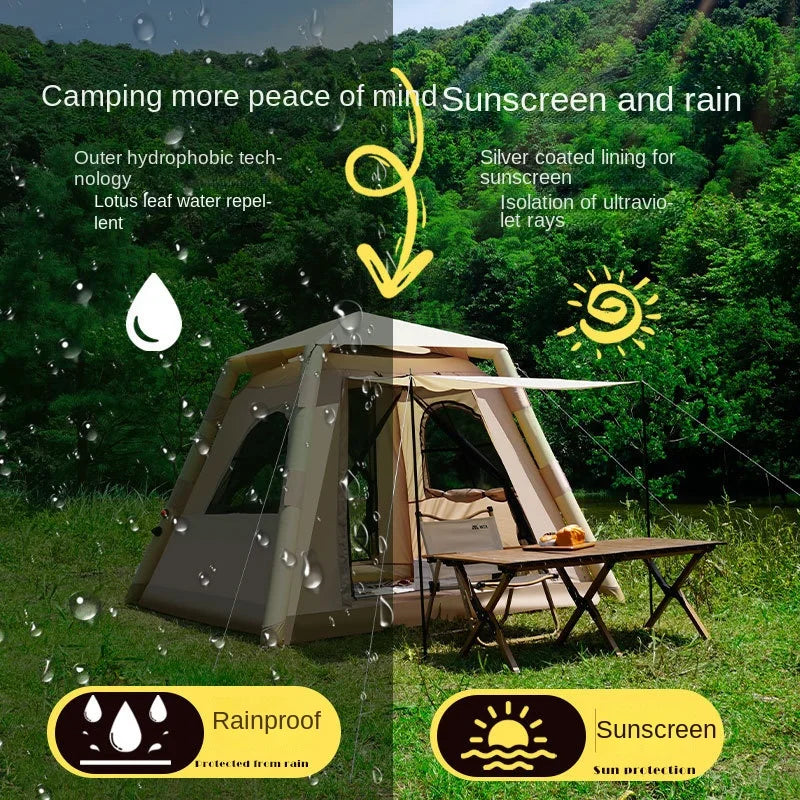 Tente gonflable pliante pour le voyage installée en plein air