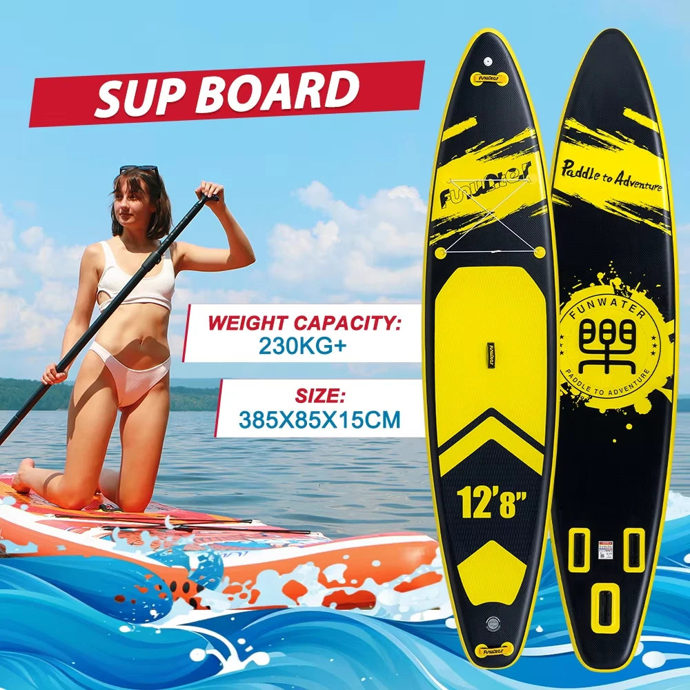 Stand up paddle gonflable 385 cm sur l'eau
