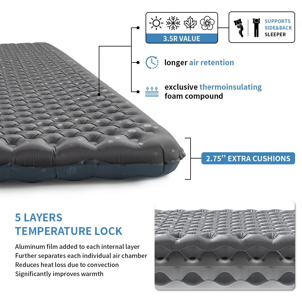 Matelas de camping gonflable plie compact