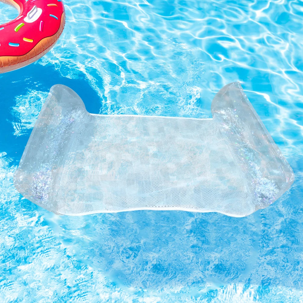 Bouée Gonflable Hamac Transparent Pailleté vue d'ensemble
