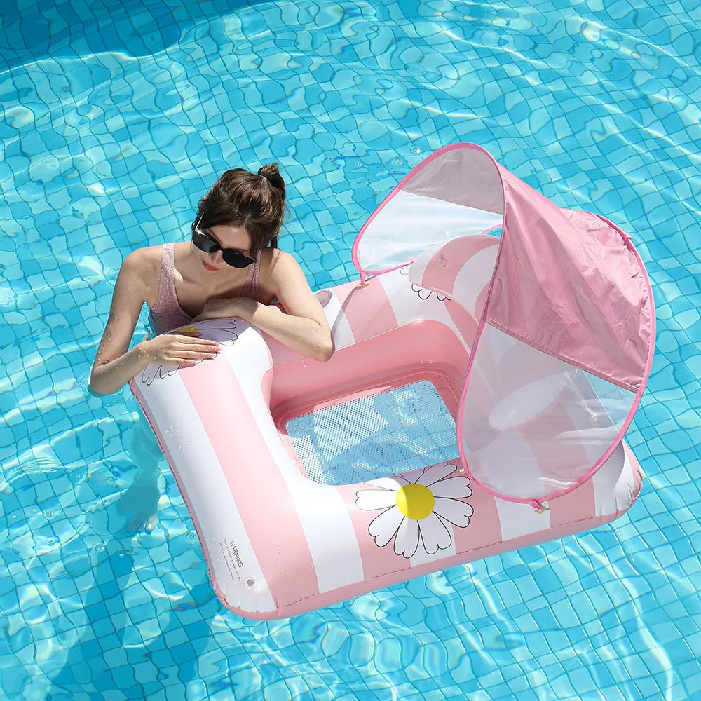 Lit flottant gonflable avec auvent amovible