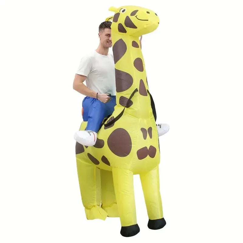 Costume girafe gonflable Halloween effet cavalier