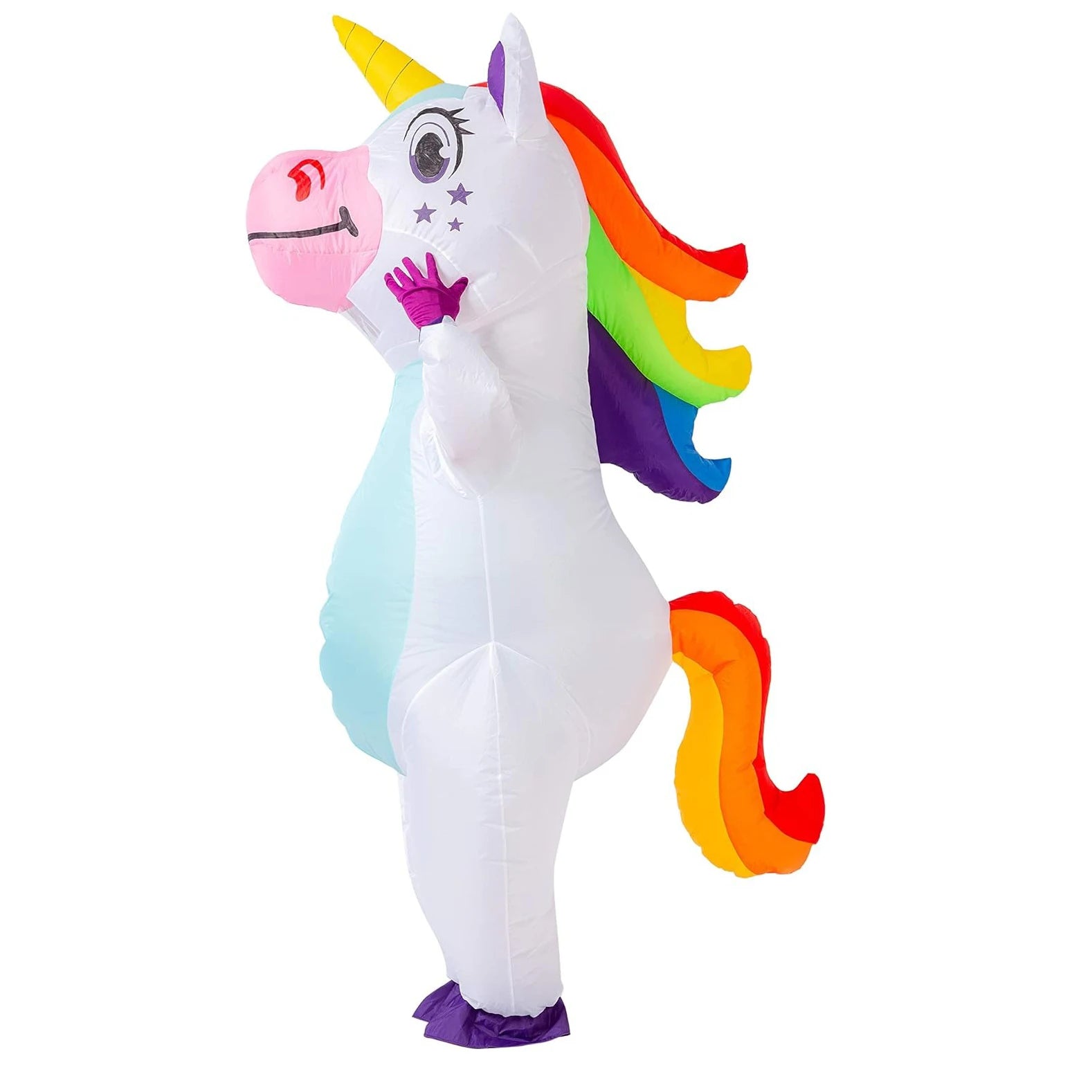 Costume gonflable licorne rose pastel