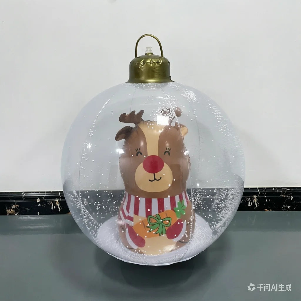Boule à neige gonflable Noël 60 cm support inclus
