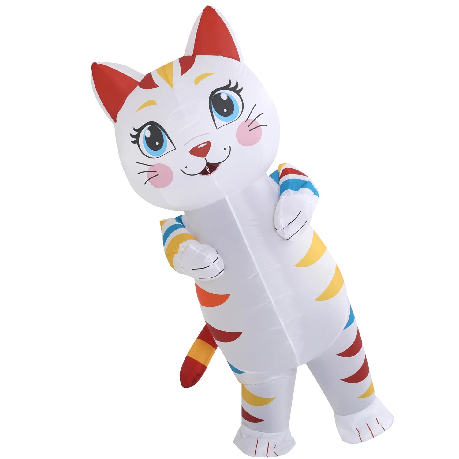 Costume chat gonflable blanc carnaval adulte