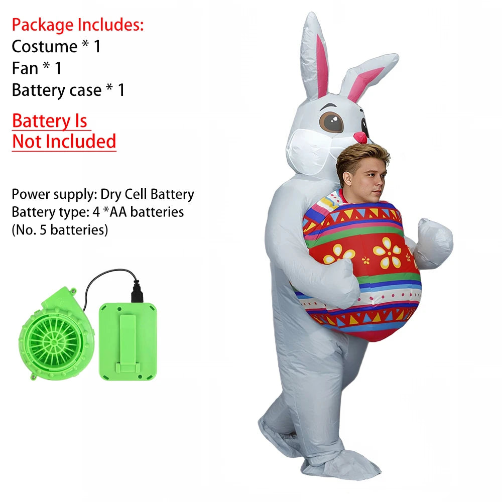 Costume gonflable lapin taille adulte porté au carnaval