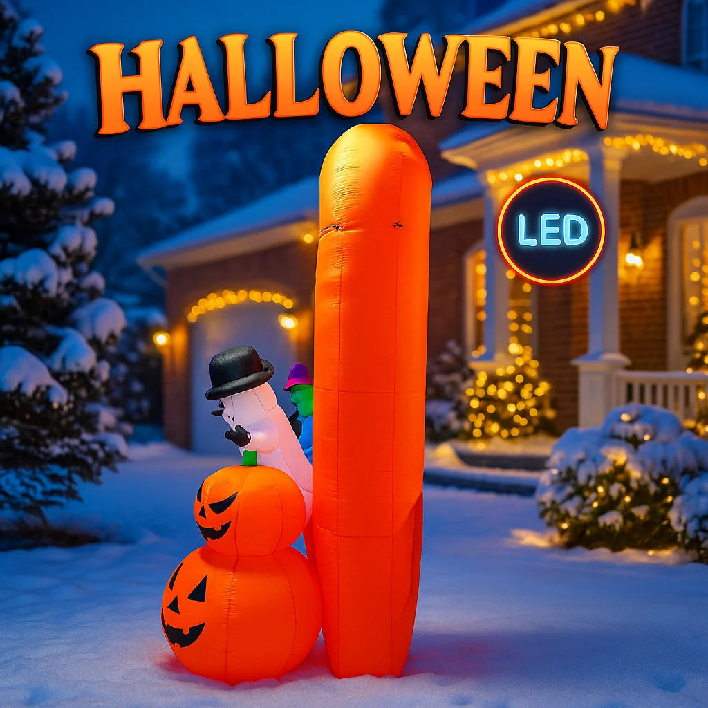 Décoration Halloween gonflable citrouille sorcière géante 12 pieds illuminée