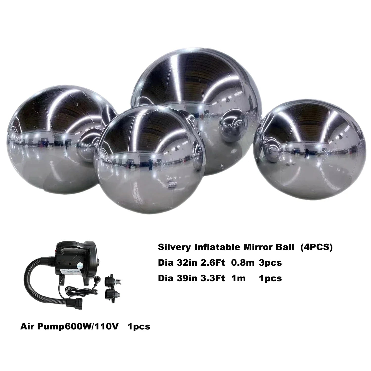 Boule miroir gonflable réfléchissante en gros plan