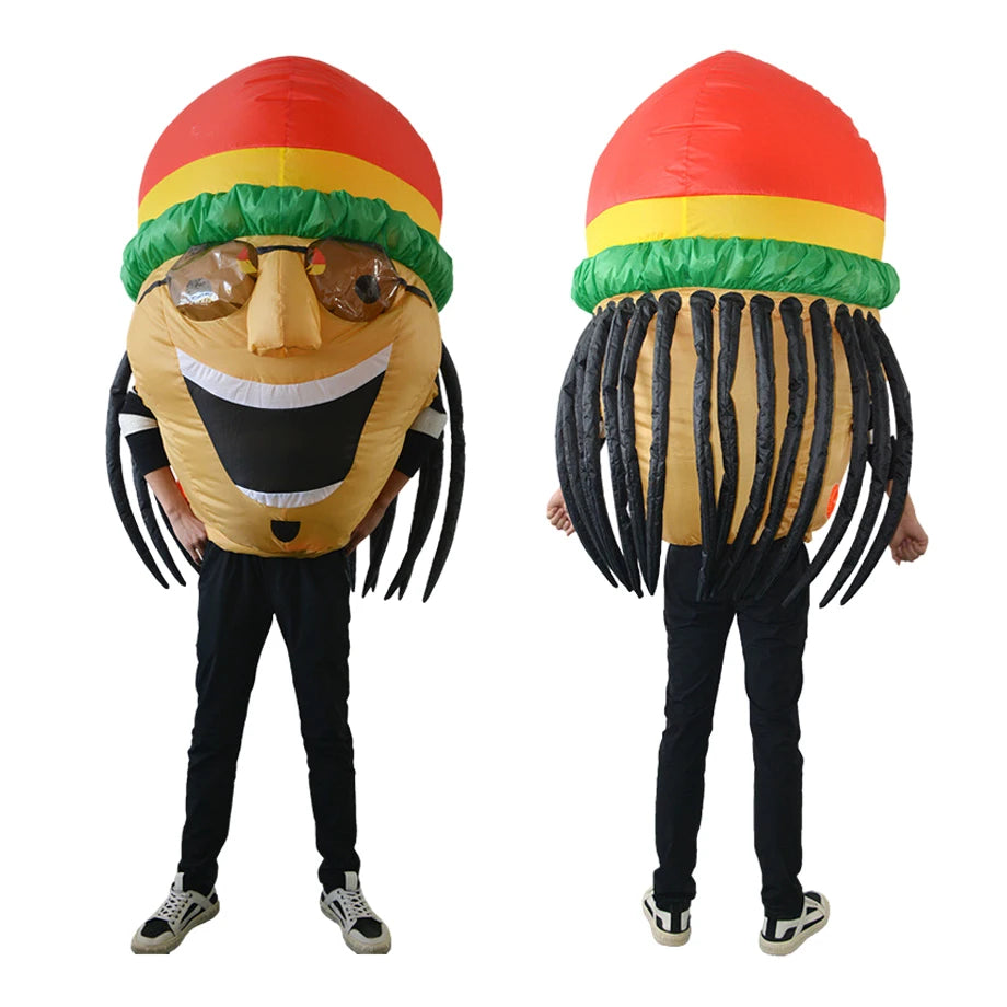 Costume gonflable jamaïcain adulte vue de face