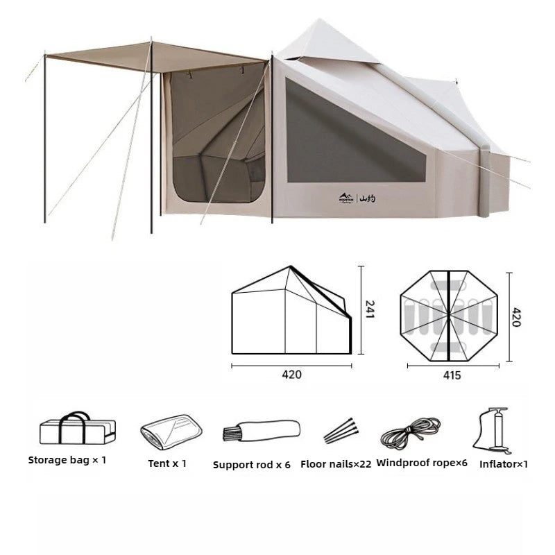 Gonflage double buse de la tente gonflable cabine ventilée