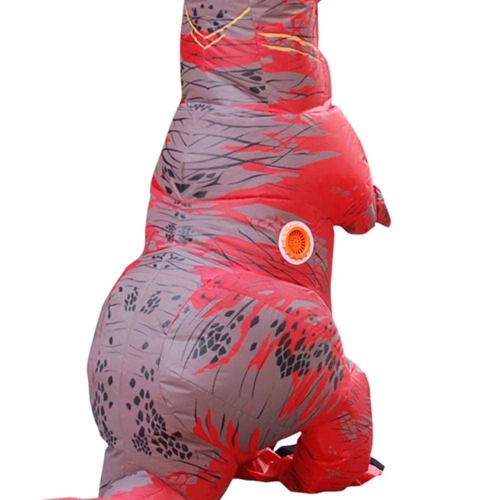 Costume T-Rex gonflable marron, vue latérale