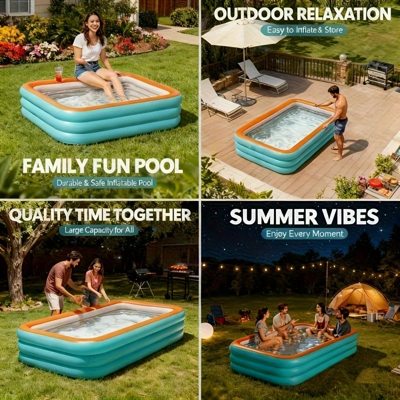 Enfants jouant dans la piscine gonflable familiale