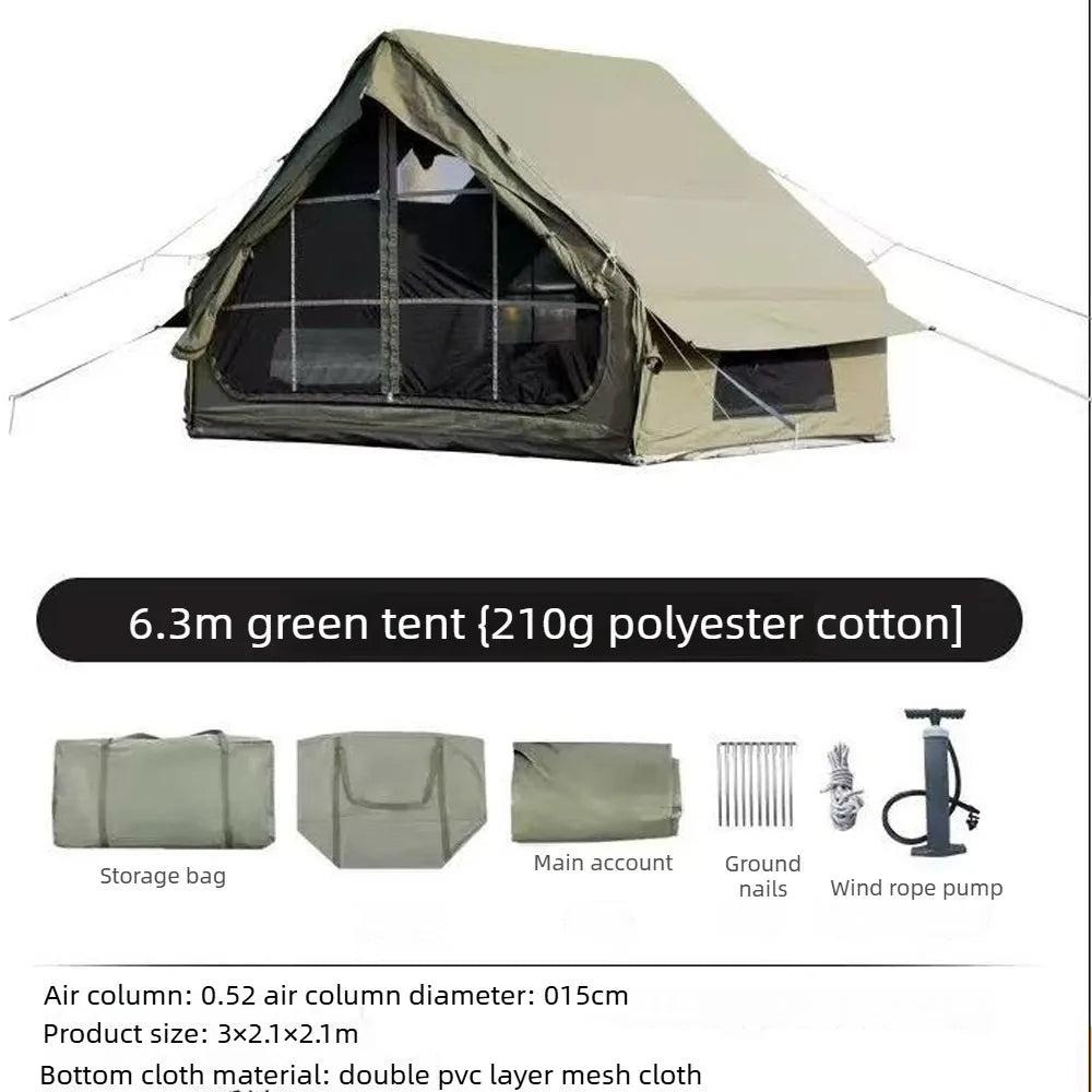 Tente gonflable familiale grandes fenêtres prête pour le camping