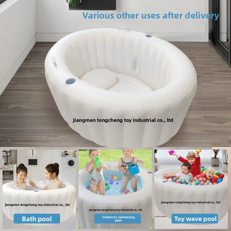 Femme enceinte profitant de la baignoire gonflable spa