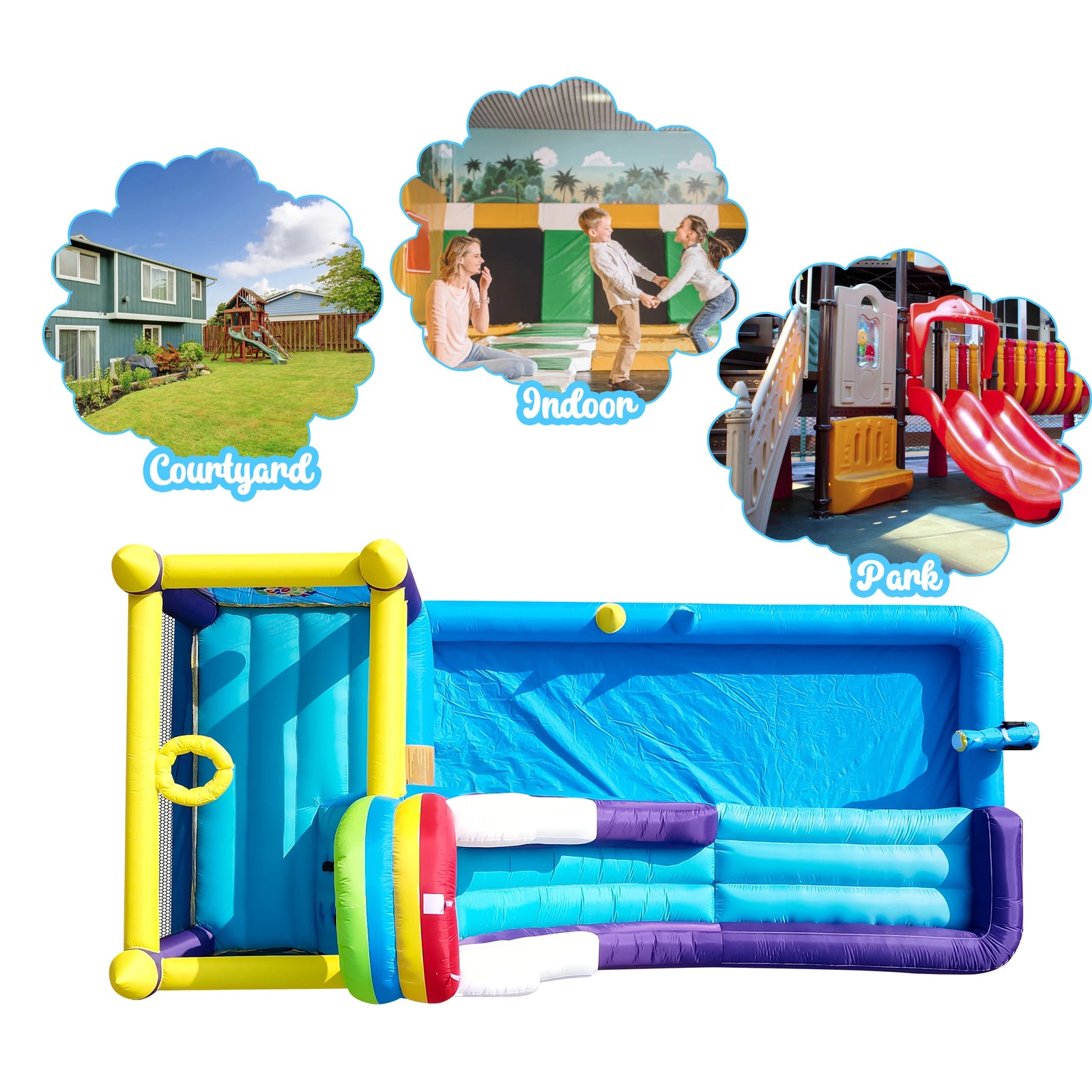 Toboggan aquatique gonflable 8-en-1 vue d'ensemble