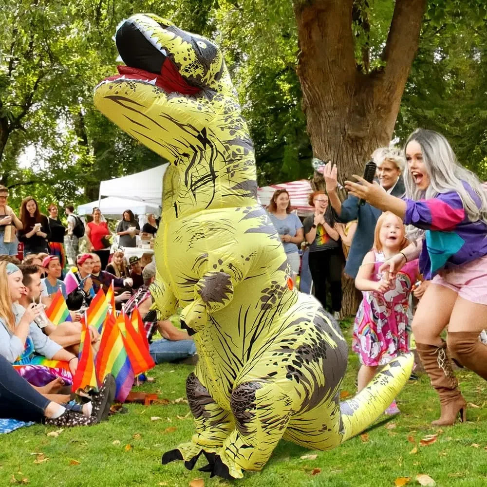 Costume gonflable T-Rex brun carnaval adulte
