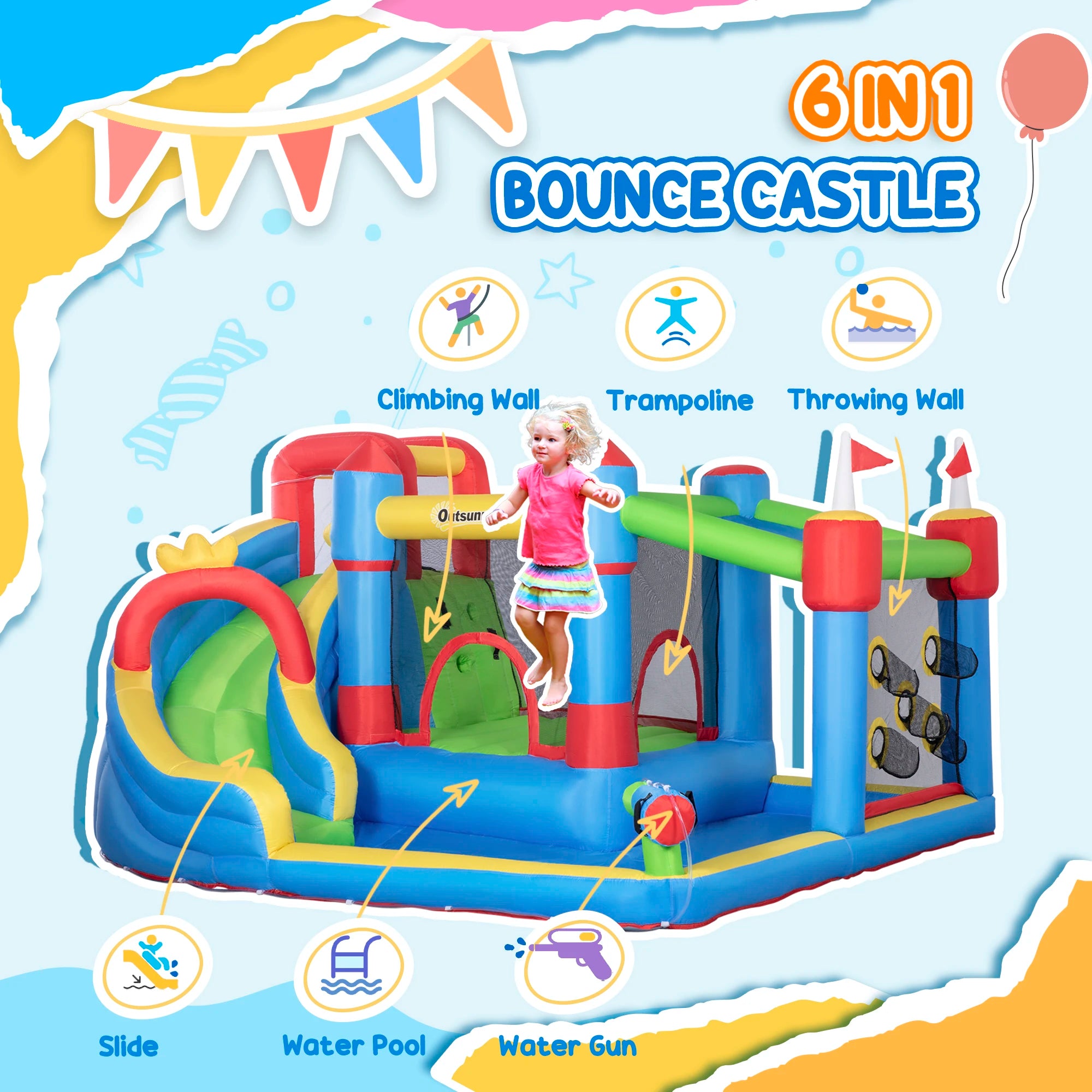 Zone de saut et toboggan du château gonflable