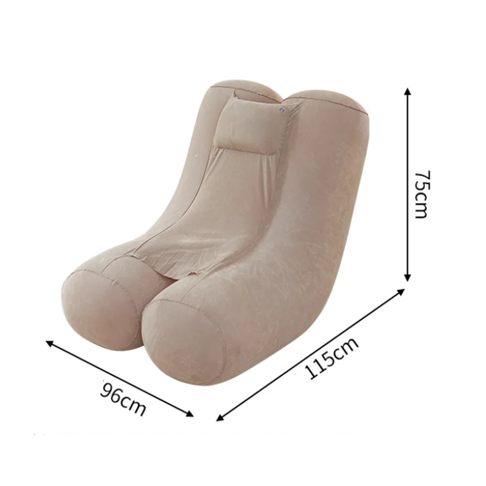 Canapé gonflable kaki vue latérale