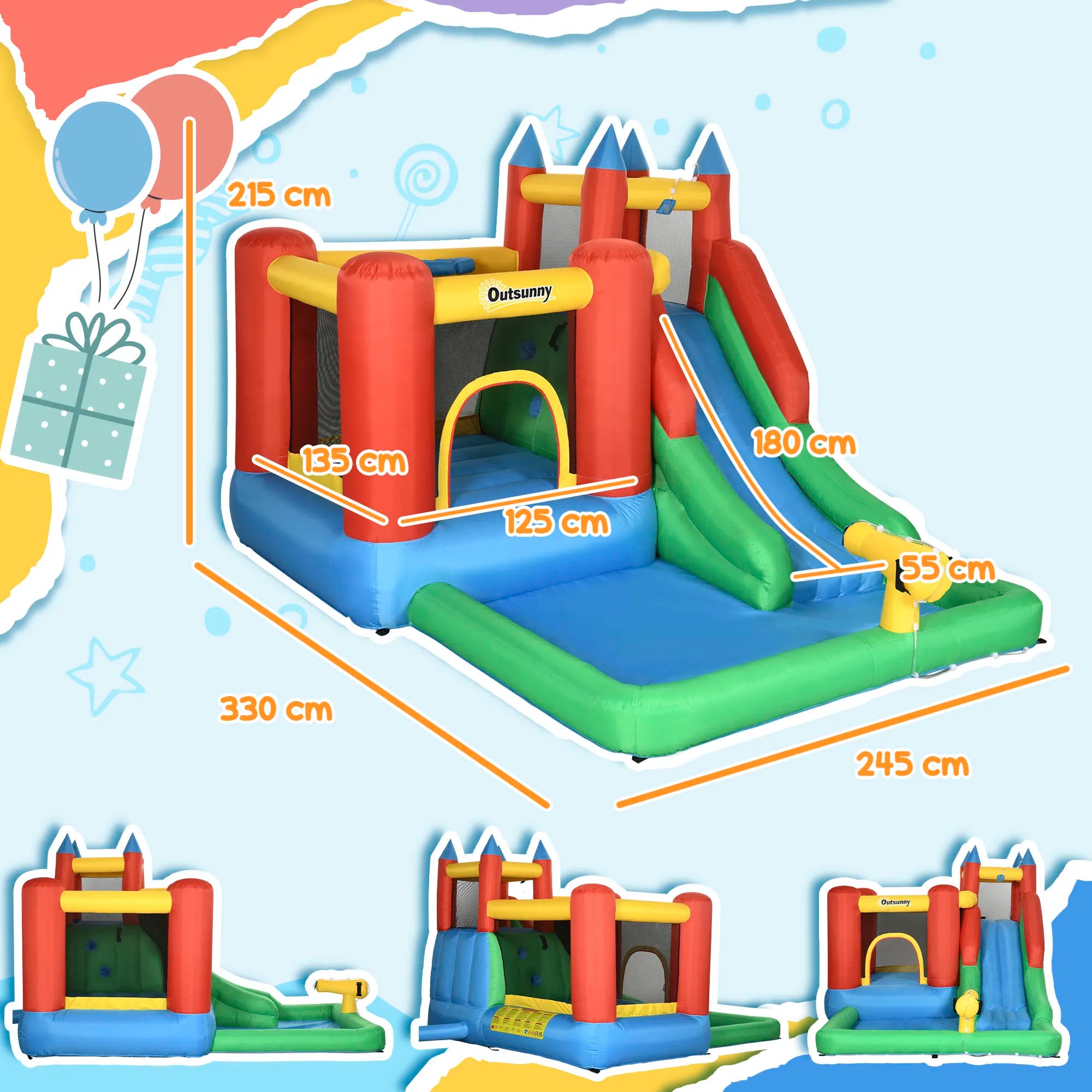 Toboggan du château gonflable multicolore pour enfants