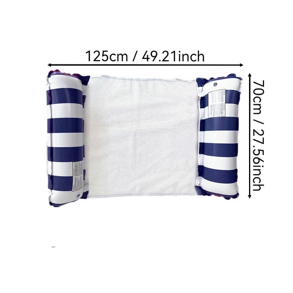 Vue détaillée du motif rayé du matelas gonflable