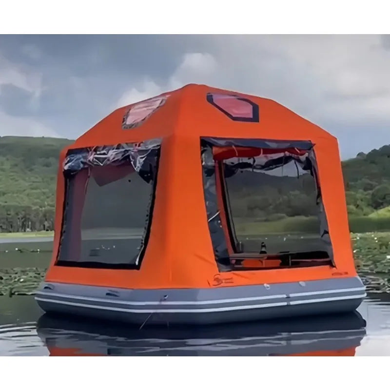 Installation de la plateforme flottante gonflable en extérieur
