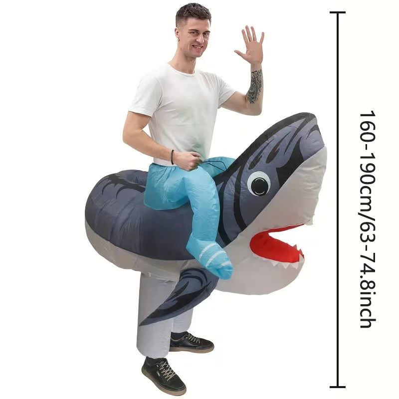 Requin gonflable déguisement animal gris ventilateur