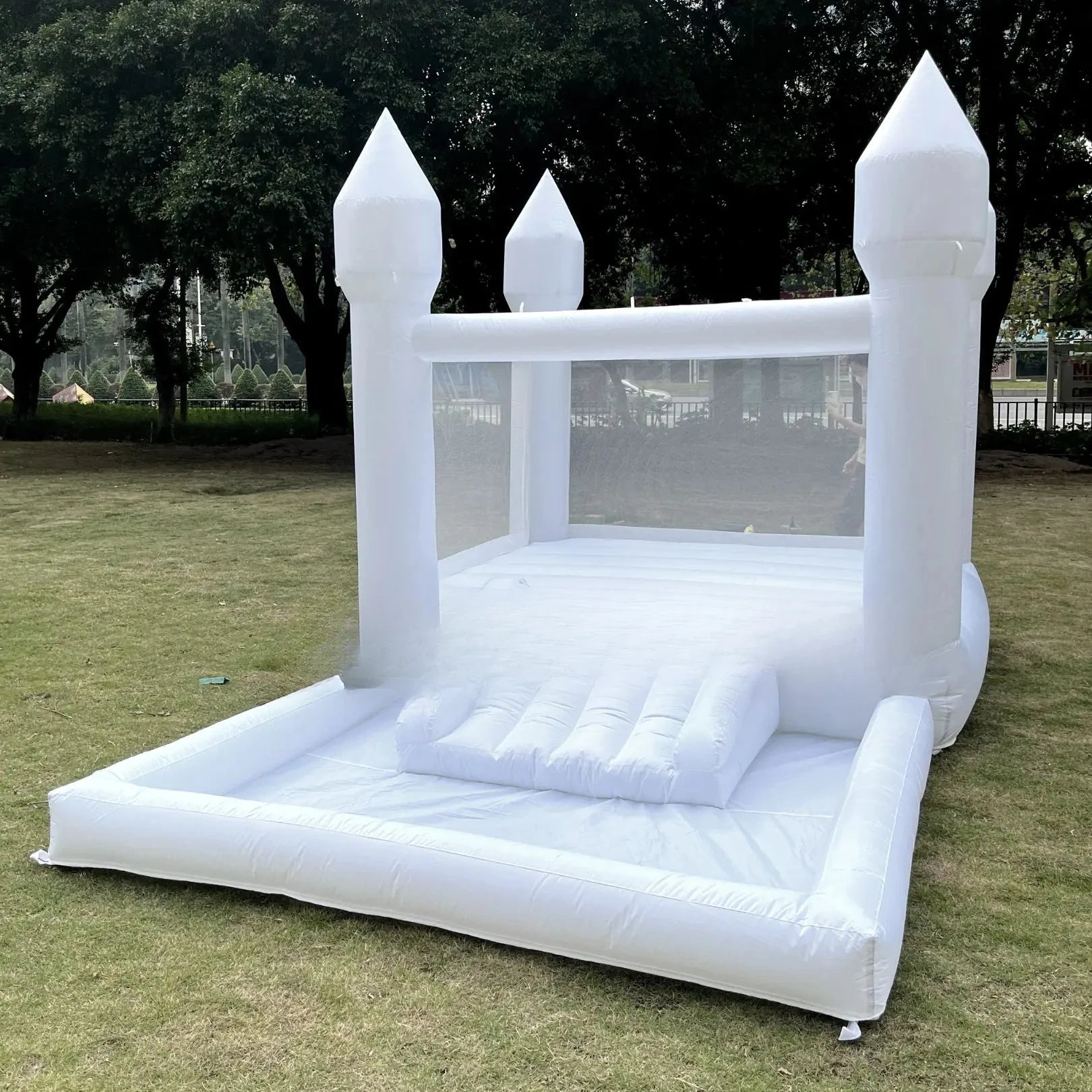 Château gonflable blanc tissu Oxford résistant