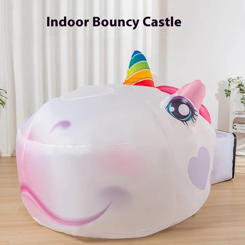 Château gonflable enfant dino licorne vue d'ensemble