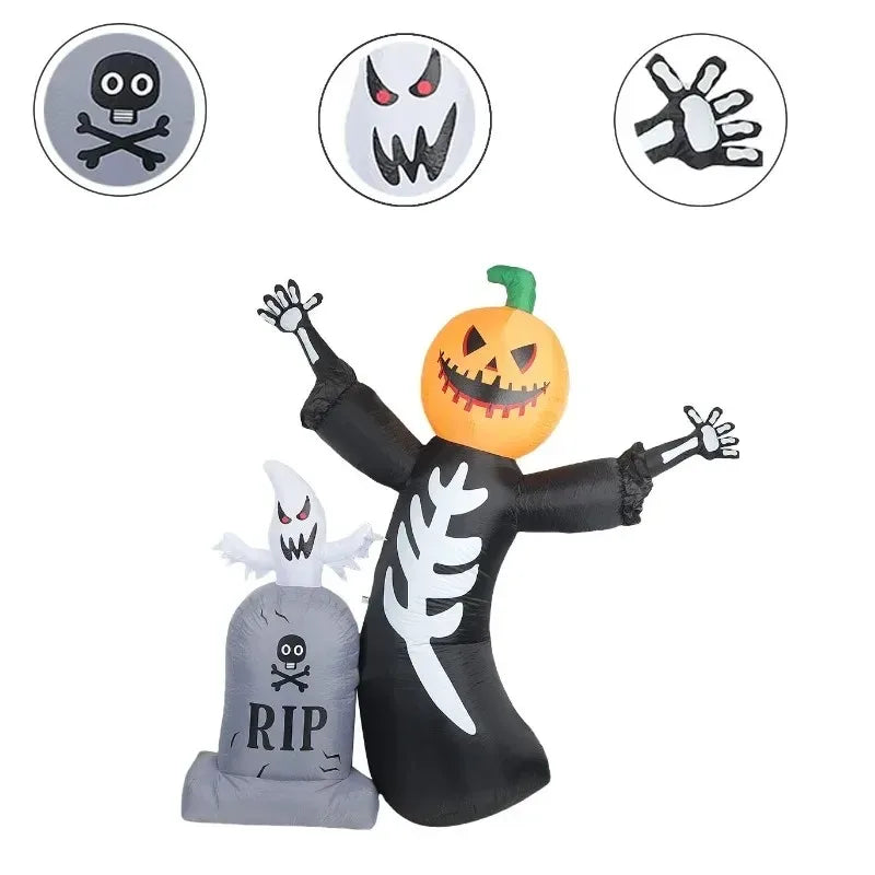 Installation décoration gonflable Halloween squelette