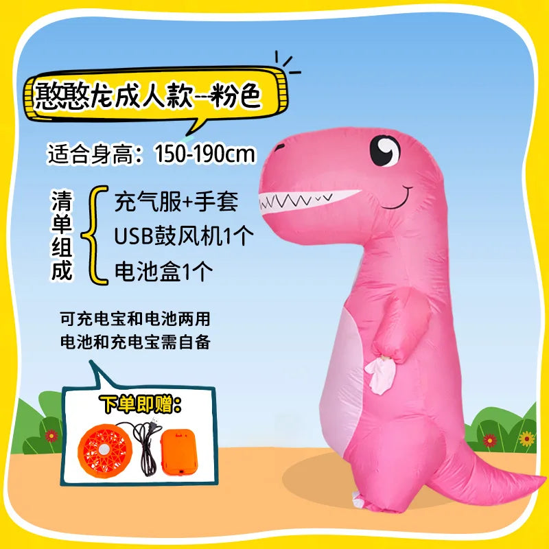 Détail du tissu polyester du costume gonflable dinosaure
