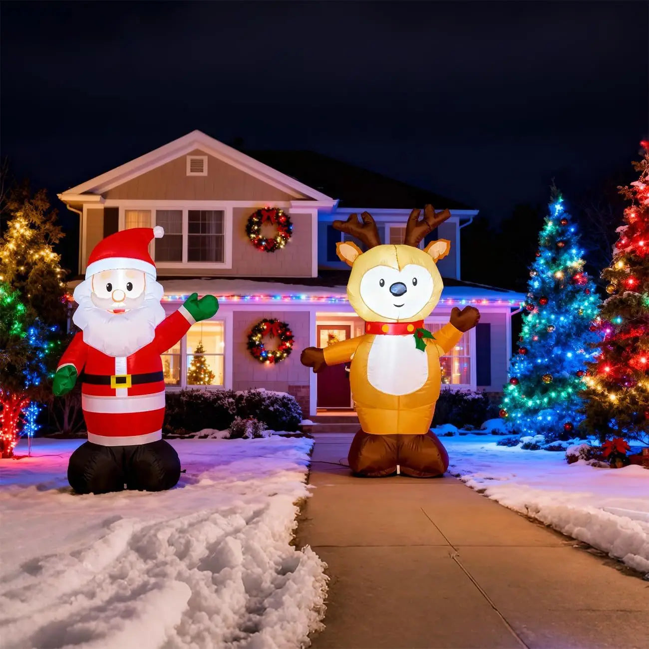 Figurine gonflable Noël lumineuse pour jardin extérieur