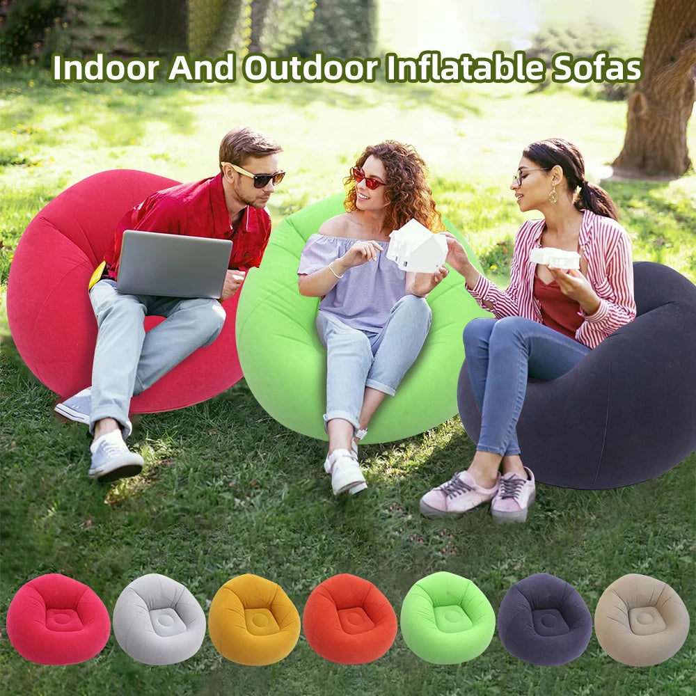 Pouf gonflable floque gris foncé extérieur