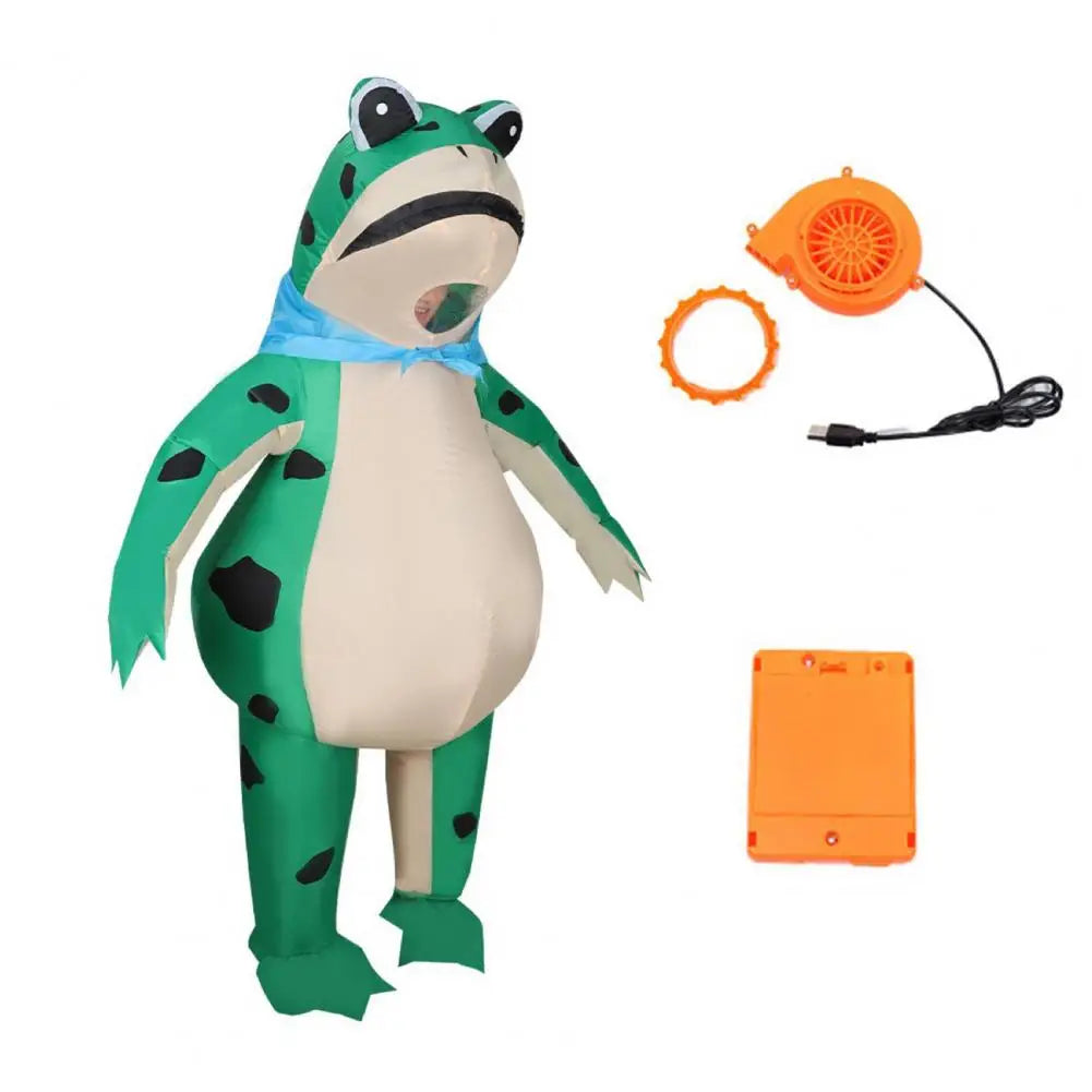 Groupe portant des costumes gonflables grenouille pour un anniversaire