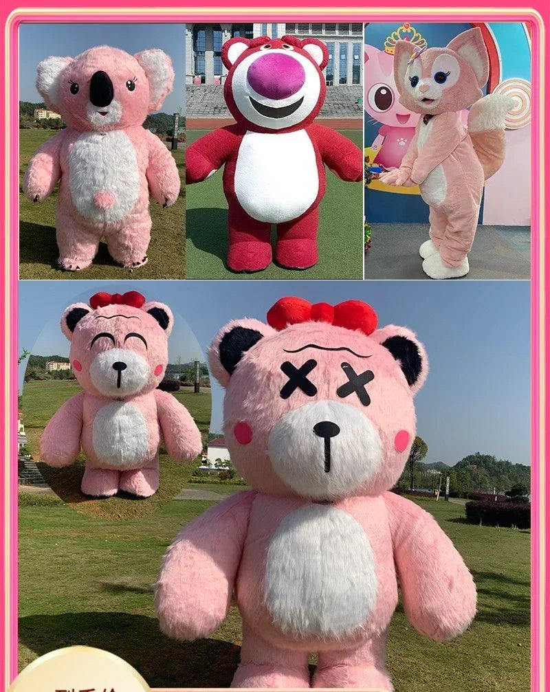 Costume gonflable ours peluche rose pour fête d'anniversaire