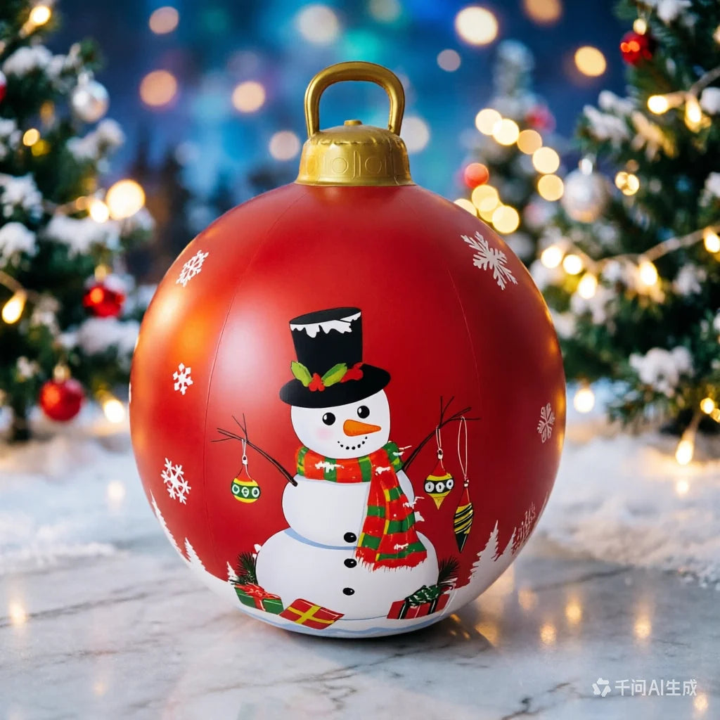 Boule de Noël gonflable rouge 60 cm jardin extérieur