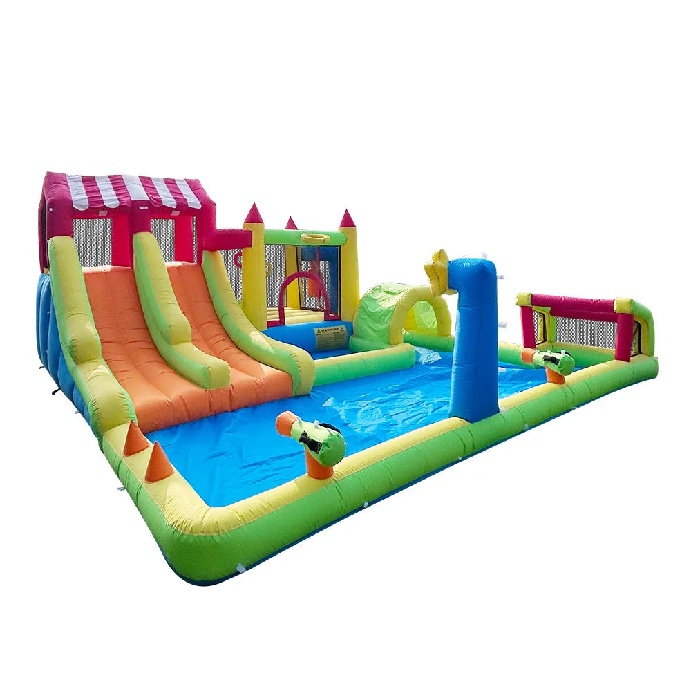 Toboggan aquatique gonflable souffleur et kit de réparation inclus