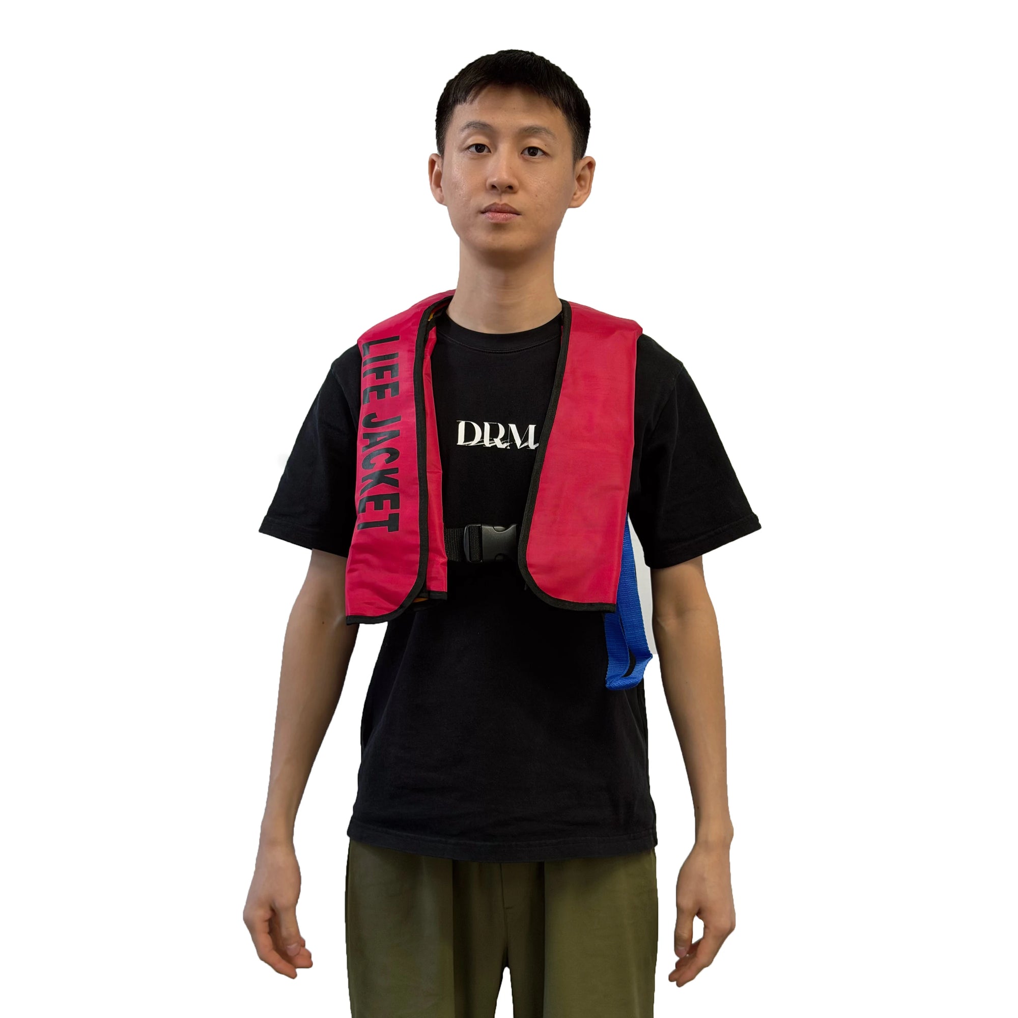 Gilet de pêche gonflable coloris bleu marine
