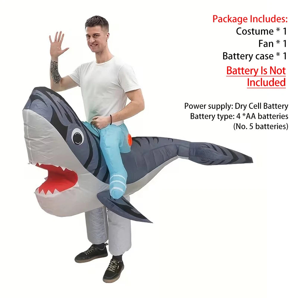 Costume gonflable requin adulte nageoires détail