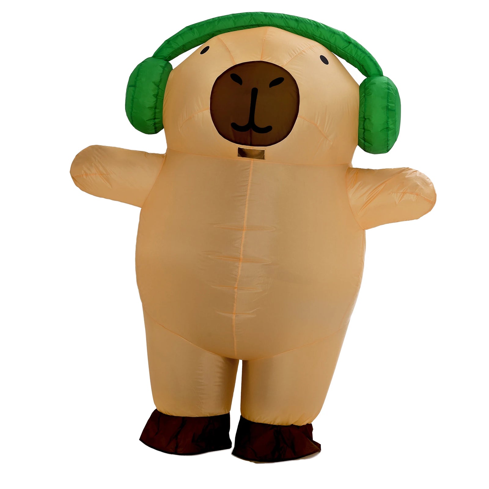 Costume gonflable capybara avec casque adulte vue de face