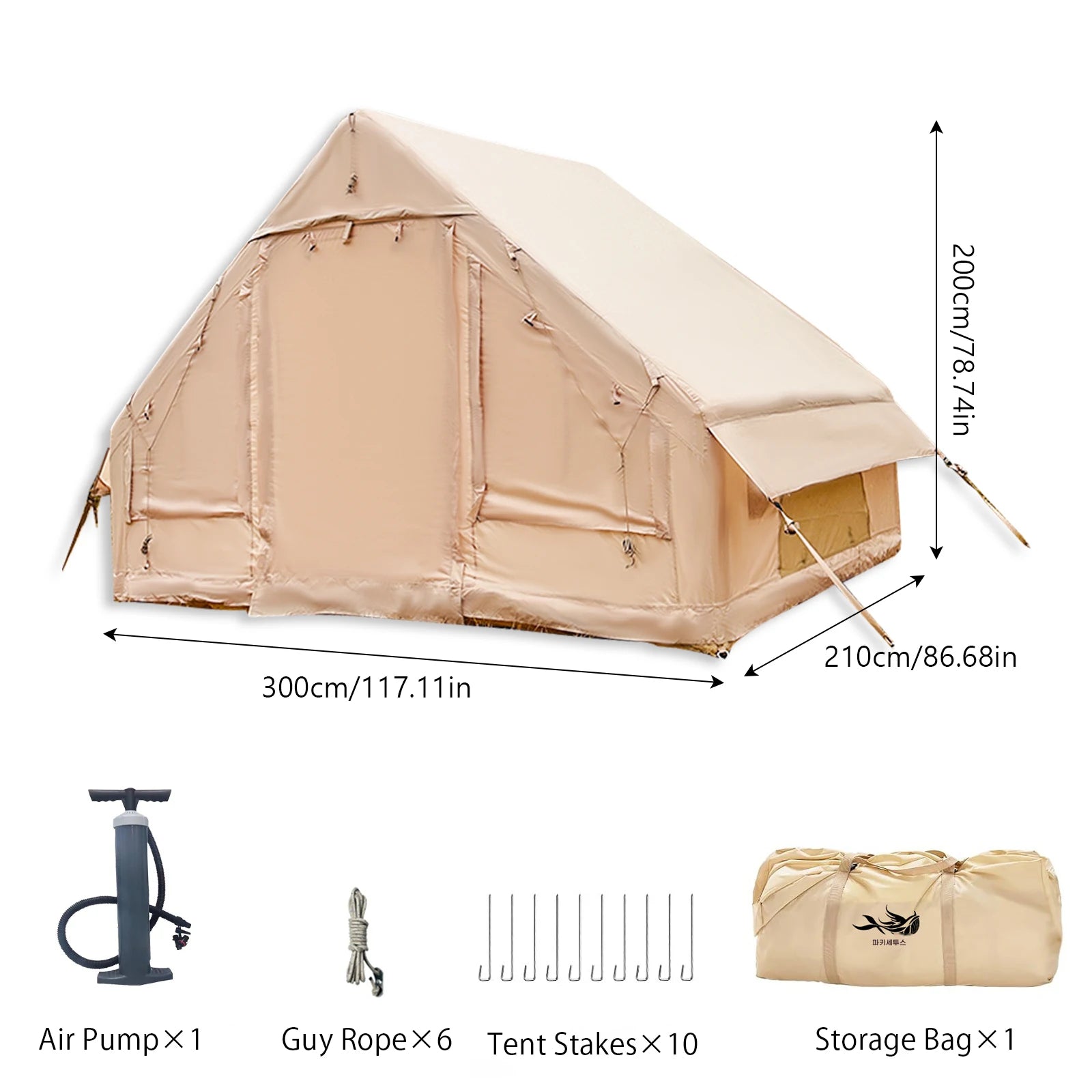Tente gonflable installée pour un camping de luxe