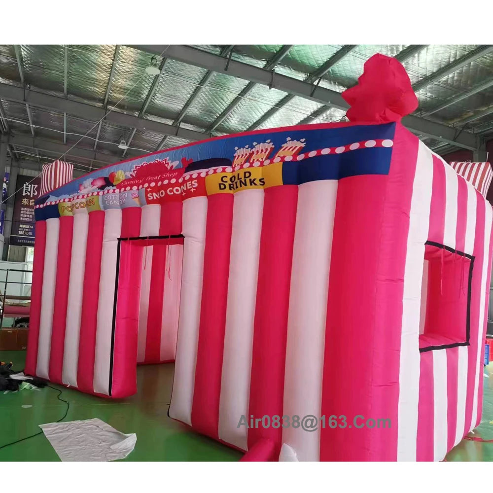 Stand gonflable rose prêt à l'emploi pour la fête foraine