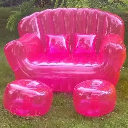 Canapé gonflable double luxe couleur rouge rosé