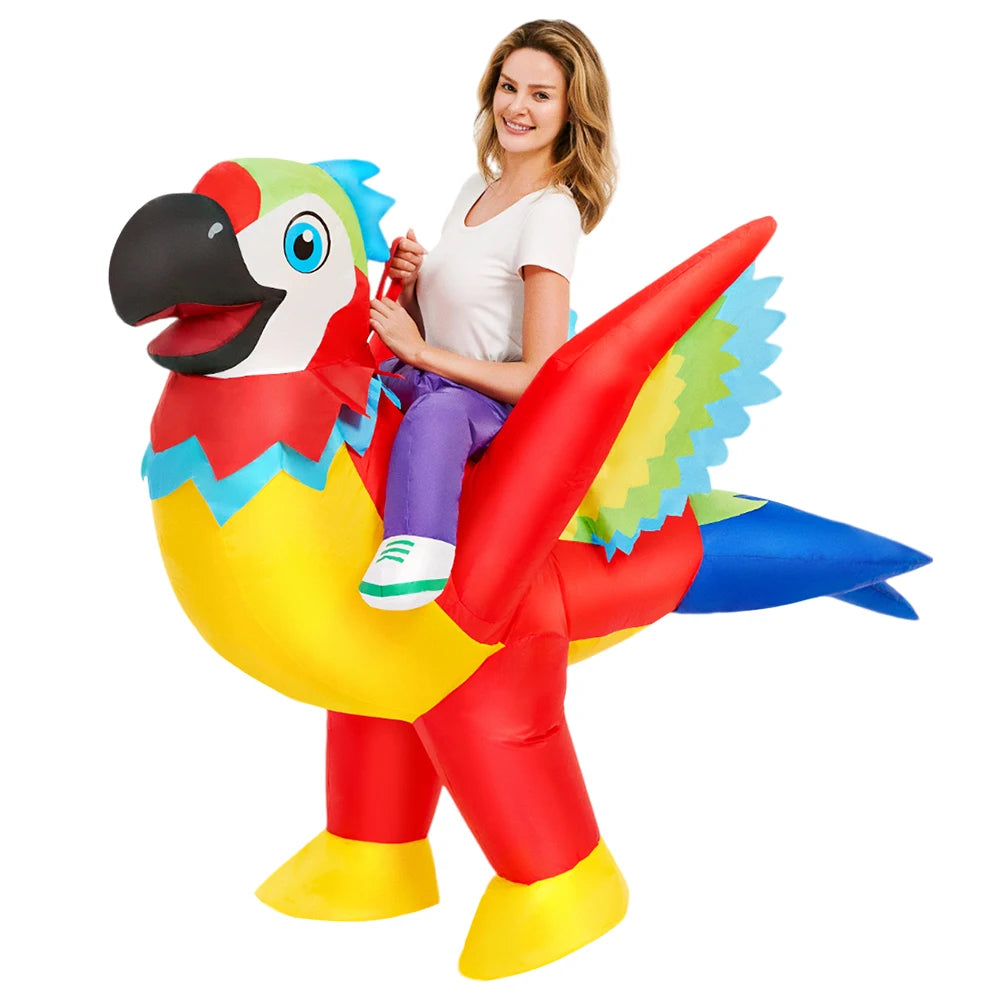 Costume gonflable oiseau perroquet adulte vue de face