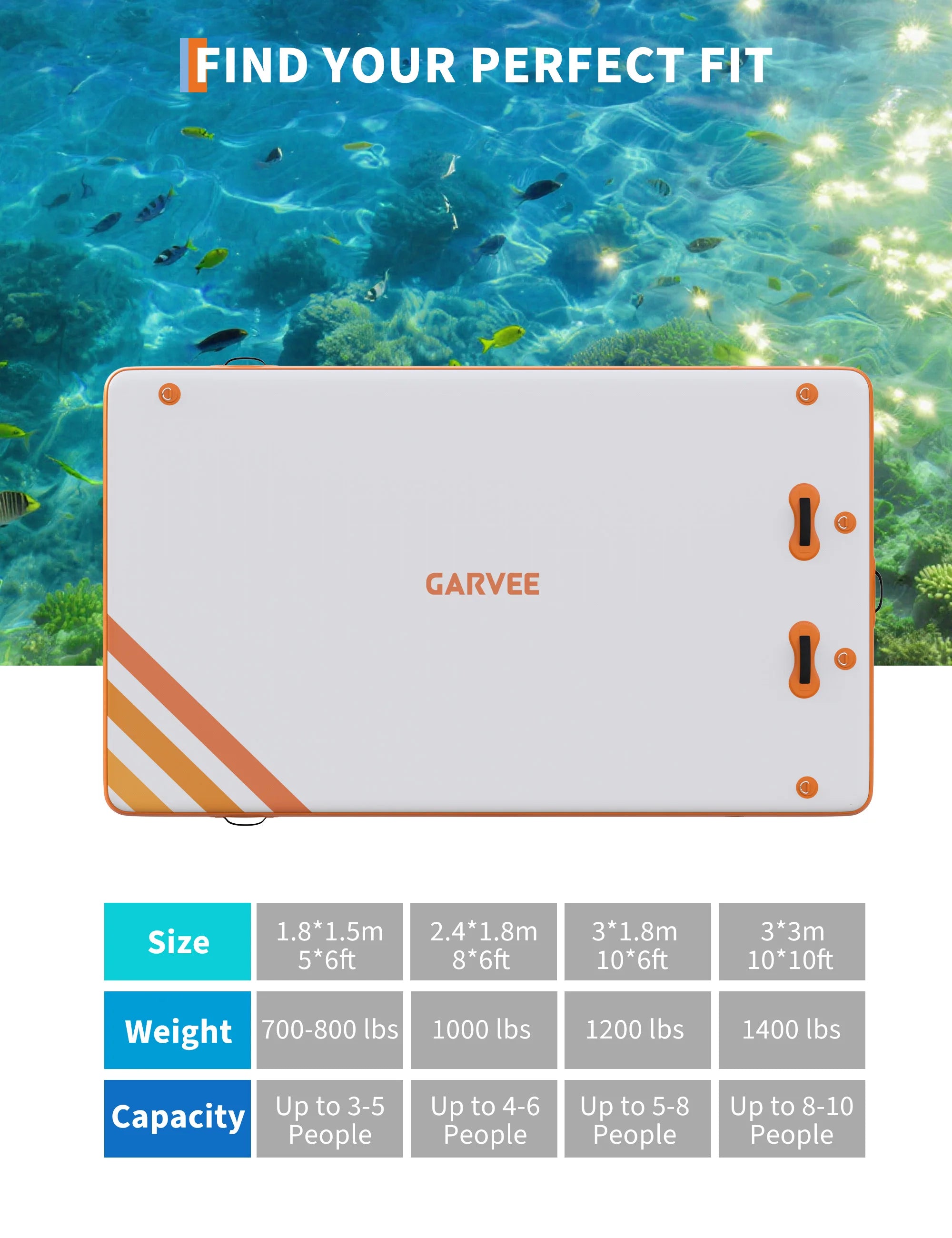 Plateforme flottante gonflable jaune pour groupe en mer