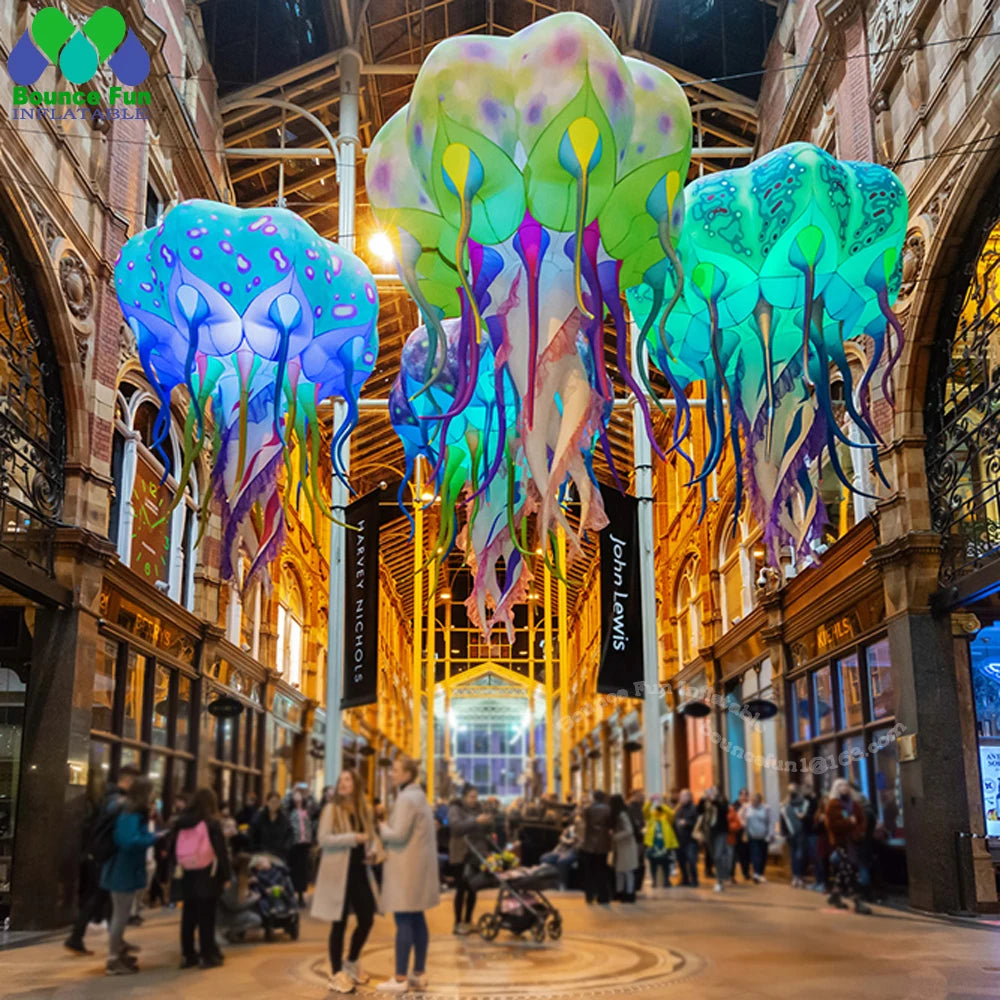 Méduse gonflable avec éclairage LED bleu